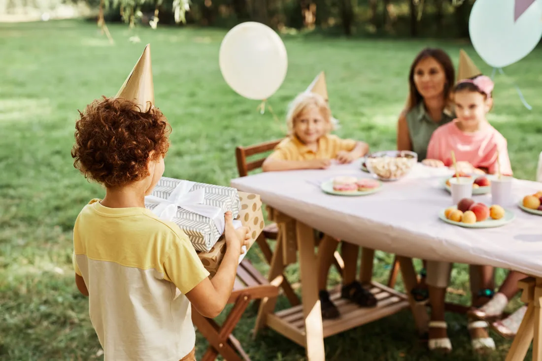 A children's birthday party at the farm